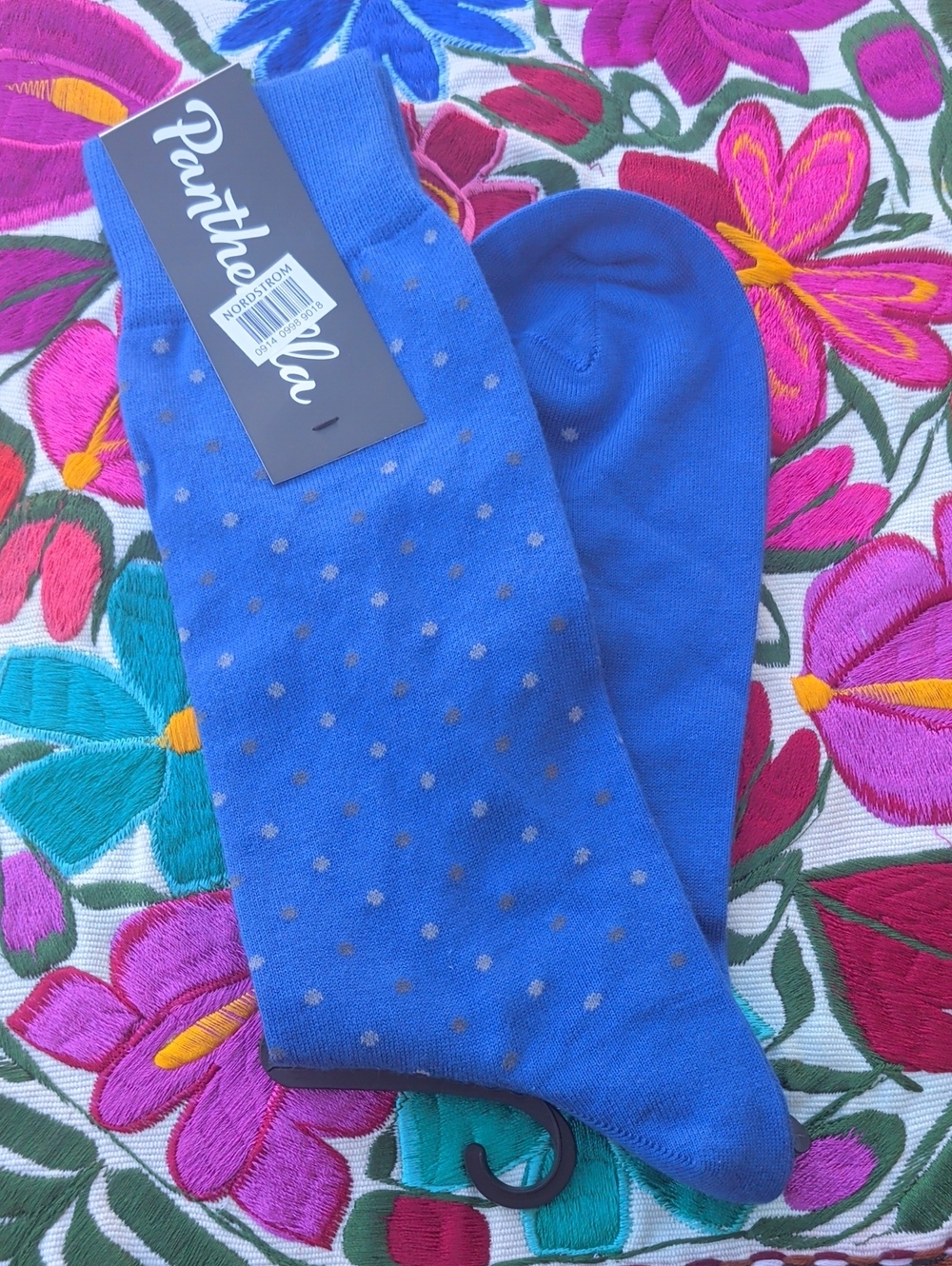 Pantherella Royal Blue Polka Dot Casual Socks